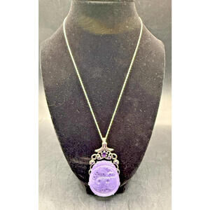 Verified Lavender Jade (Jadeite), Amethysts, Sterling Setting And Chain, Vintage